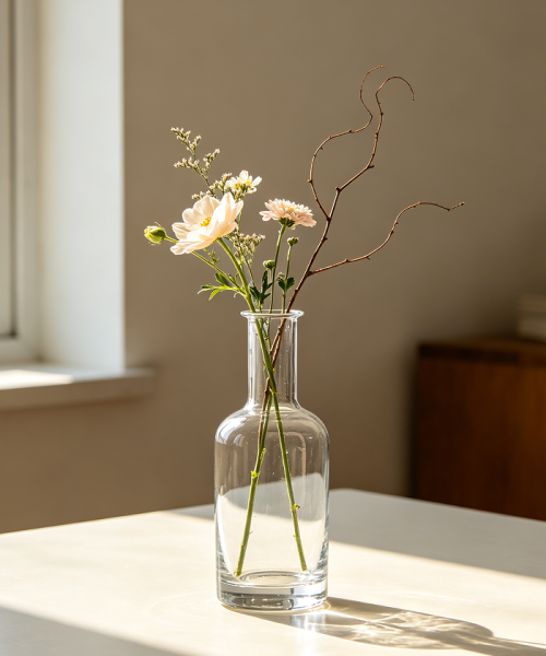 Narrow Neck Glass Flower Arrangement Vase